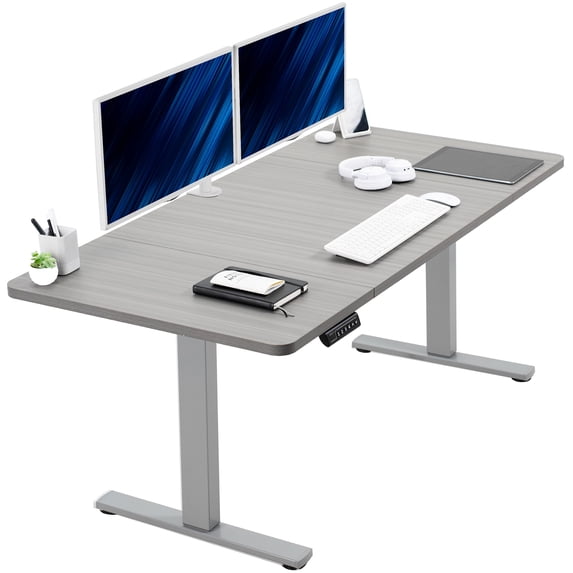 VIVO Electric 60” x 30” Stand Up Desk Workstation, Dark Gray Top, Gray Frame