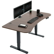 VIVO Electric 63" x 32" Stand Up Desk, Dark Walnut Table Top, Black Frame