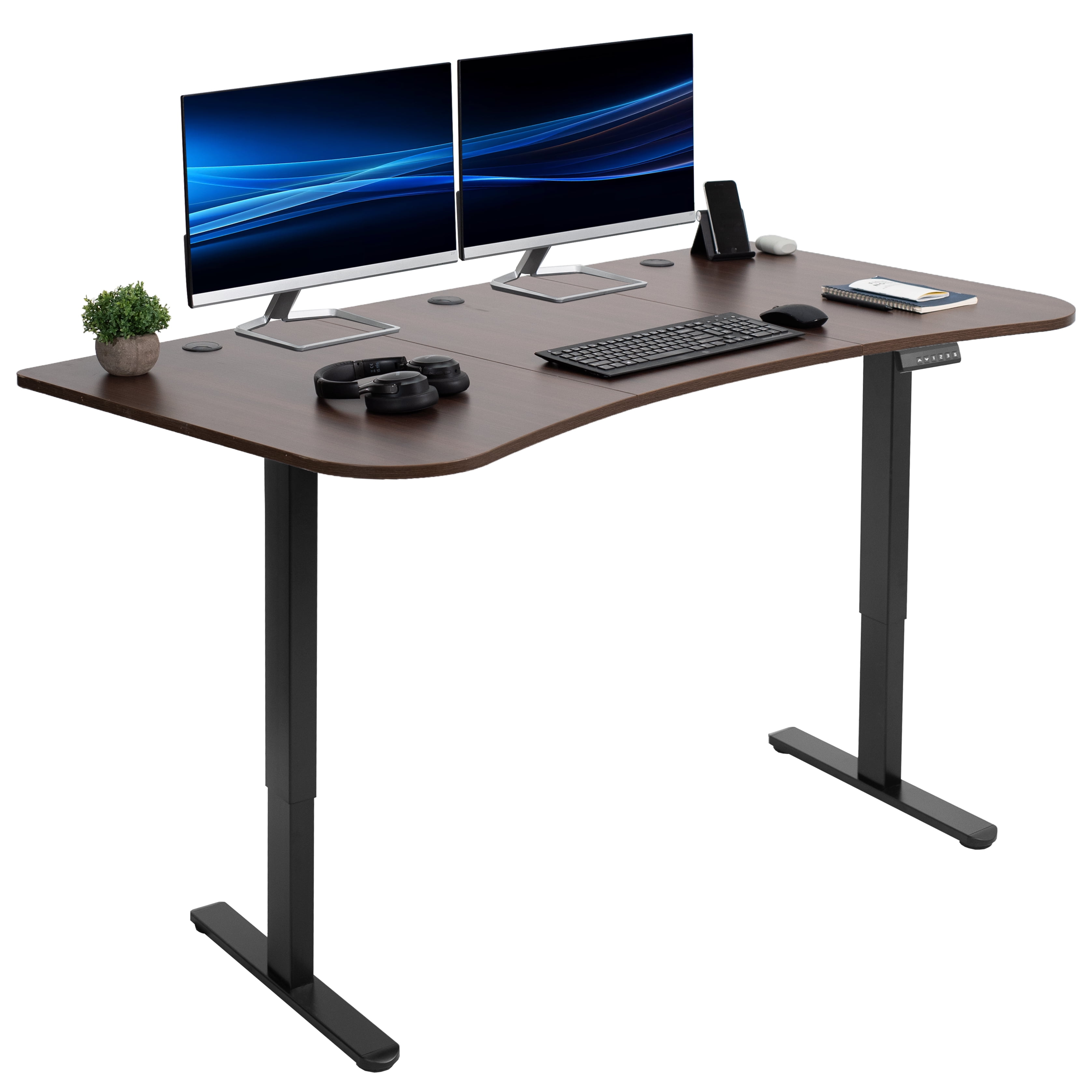 VIVO Electric 63” x 32” Stand Up Desk, Dark Gray Table Top, Black Frame