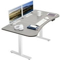 VIVO Electric 63” x 32” Standup Desk, Dark Gray Table Top, White Frame
