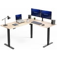 thumbnail image 1 of VIVO Electric 63" x 55" Corner Standing Desk, Light Wood Table Top, Black Frame, 1 of 9