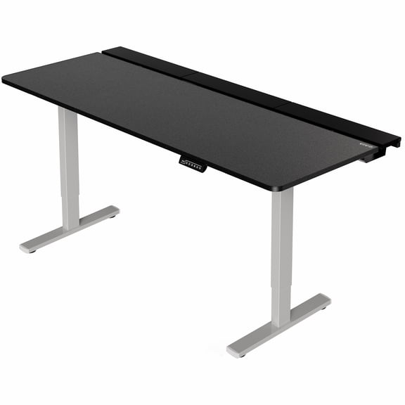 VIVO Electric 71" x 30" Desk, Full Pad, Black Hidden Cable Tabletop, Gray Frame