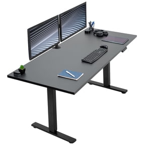 VIVO Electric 71 x 30 Square Corner Desk, Black Table Top, Black Frame