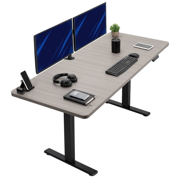 VIVO Electric 71” x 30” Stand Up Desk, Dark Gray Table Top, Black Frame