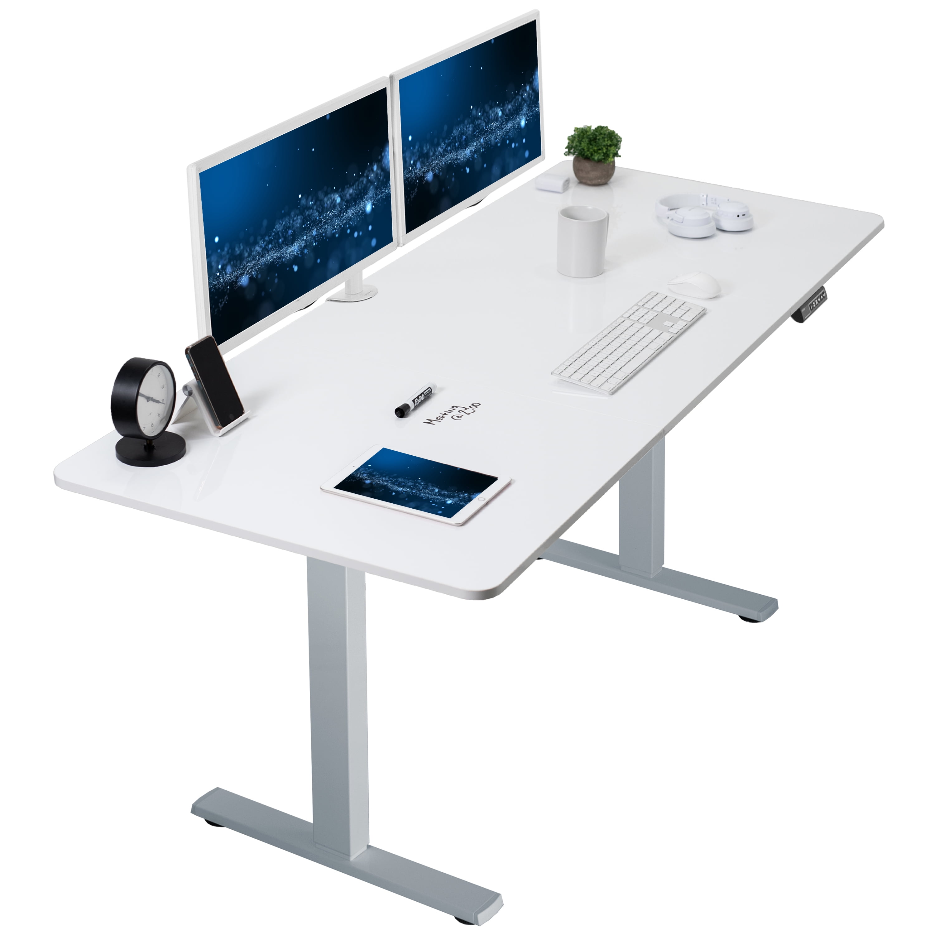 VIVO Electric 71” x 30” Stand Up Desk, White Dry Erase Table Top, Gray Frame