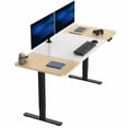 thumbnail image 1 of VIVO Electric 71” x 30” Stand Up Desk, White & Light Wood Table Top, Black Frame, 1 of 3