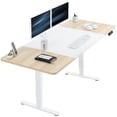 thumbnail image 1 of VIVO Electric 71” x 30” Stand Up Desk, White & Light Wood Table Top, White Frame, 1 of 8