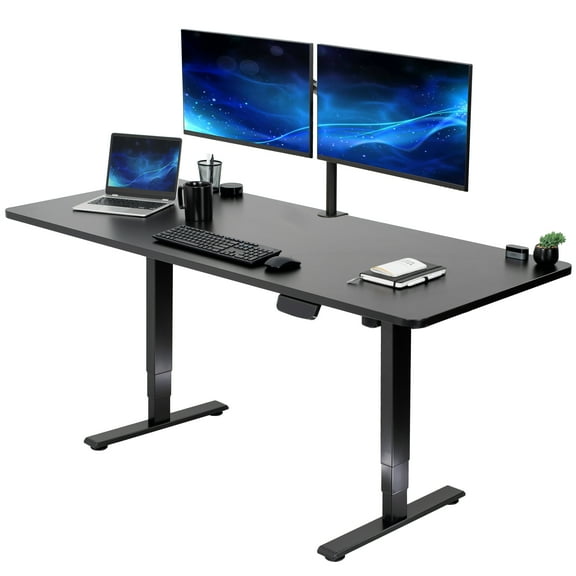 VIVO Electric 71" x 30" Stand Up Desk Workstation, Black Table Top, Black Frame