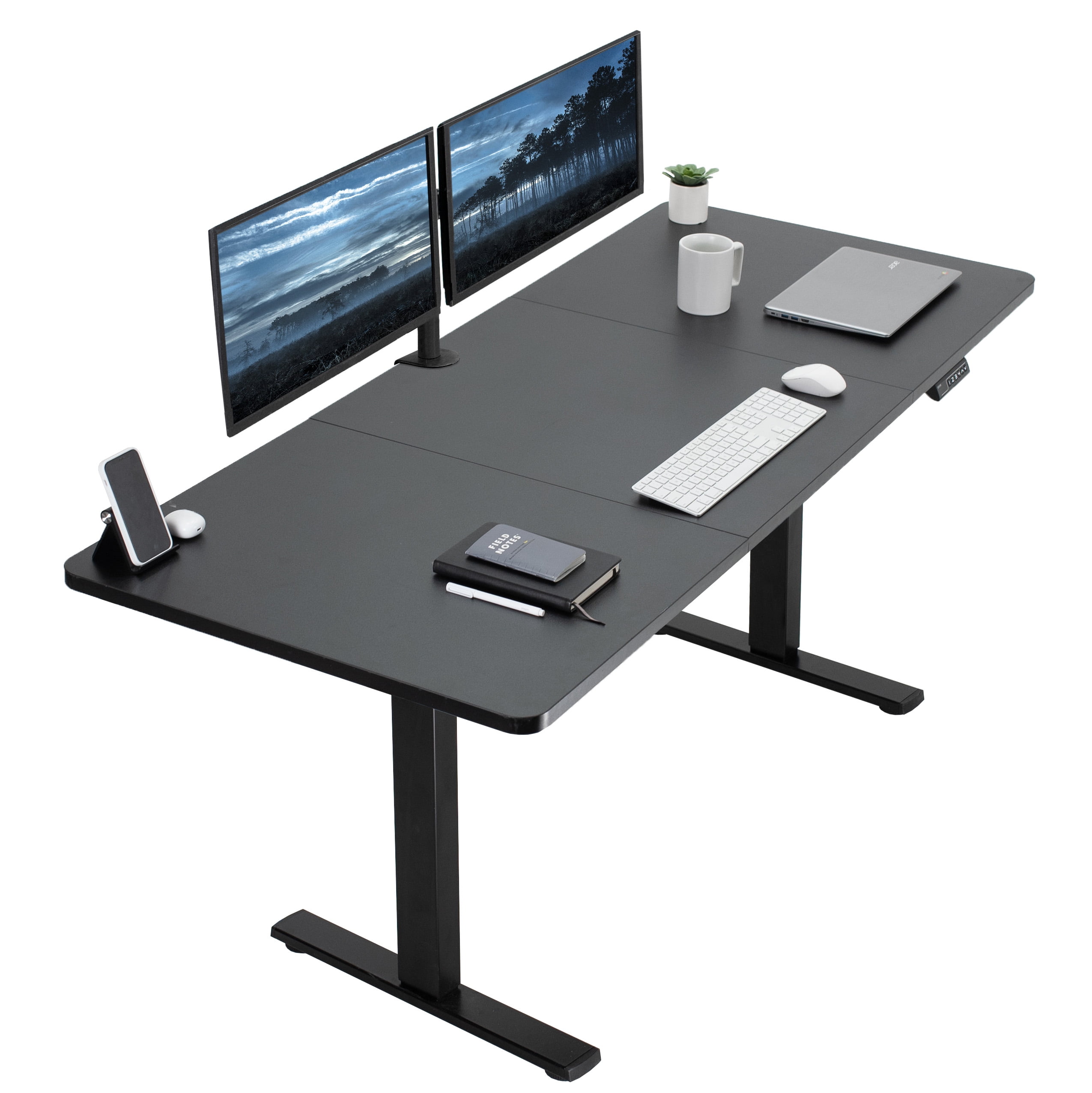 Vivo Electric Height Adjustable 71" Black Standing Desk with Memory Presets