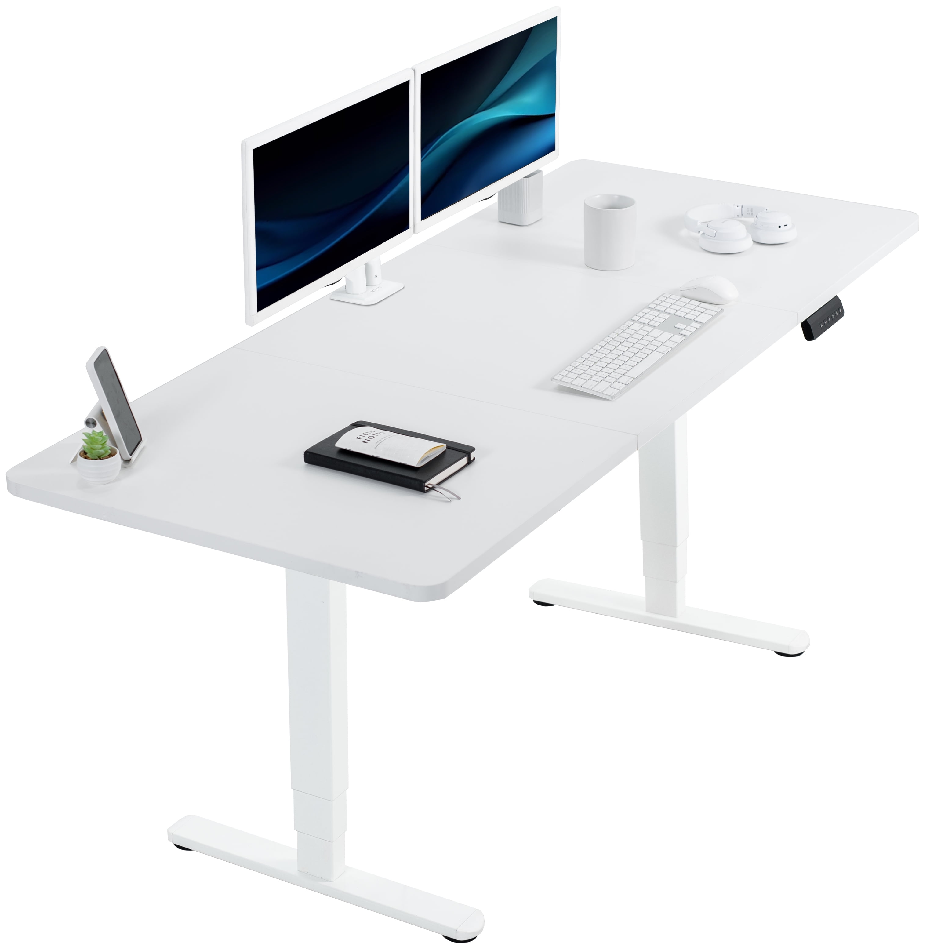 Elevate Dual Motor Electric Adjustable Height Desk, White Steel Frame