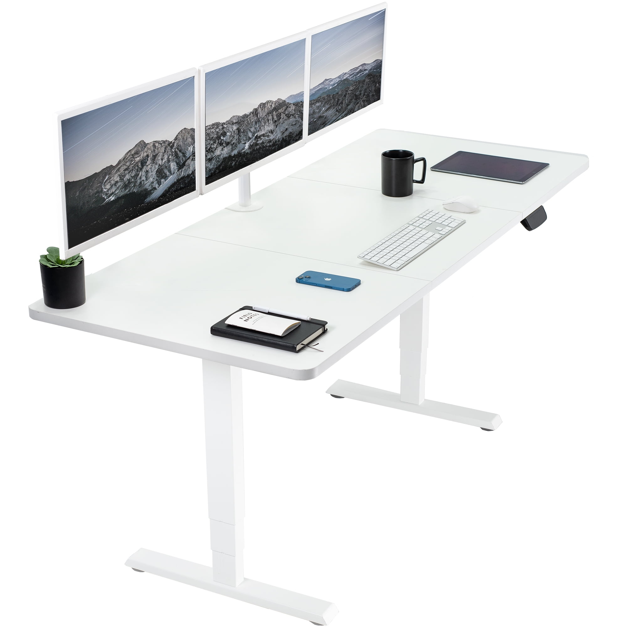 Elevate Dual Motor Electric Adjustable Height Desk, White Steel Frame
