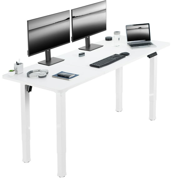 VIVO Electric 71” x 30” Standing Desk, White Table Top, White Frame