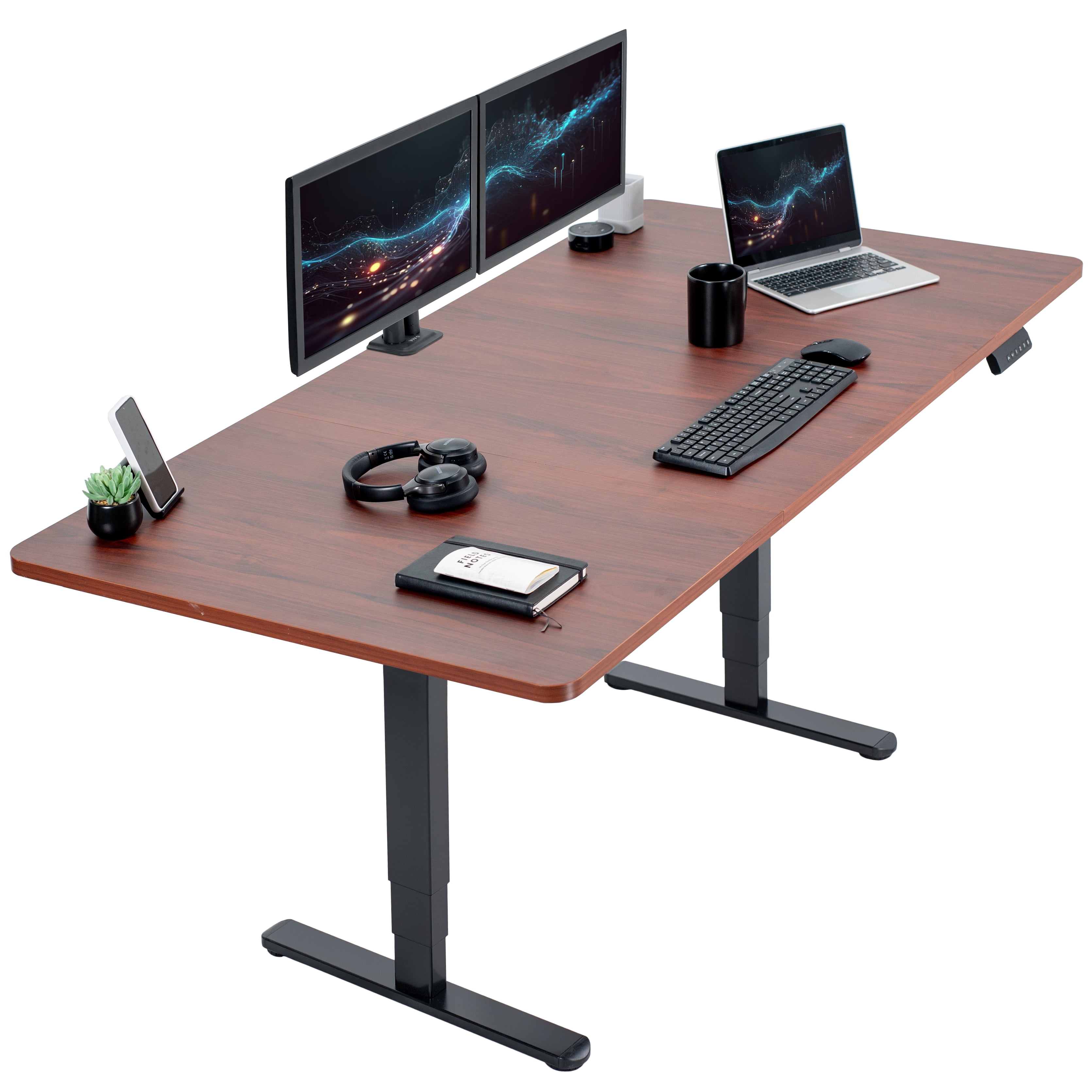 Dark Walnut & Black Dual Motor 71'' Electric Standing Desk