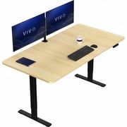 VIVO Electric 71  x 36  Stand Up Desk, Light Wood Table Top, Black Frame