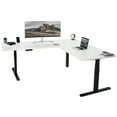 thumbnail image 1 of VIVO Electric 77" x 71" Corner Stand Up Desk, White Table Tops, Black Frame, 1 of 8