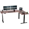 thumbnail image 1 of VIVO Electric 78" x 55" Stand Up Corner Desk, Dark Walnut Tops, Black Frame, 1 of 5