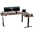 thumbnail image 1 of VIVO Electric 78" x 55" Stand Up Corner Desk, Rustic Vintage Brown Tops, Black Frame, 1 of 8
