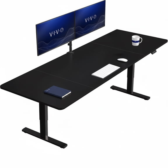 VIVO Electric 83” x 30” Stand Up Desk Workstation, Black Table Top, Black Frame