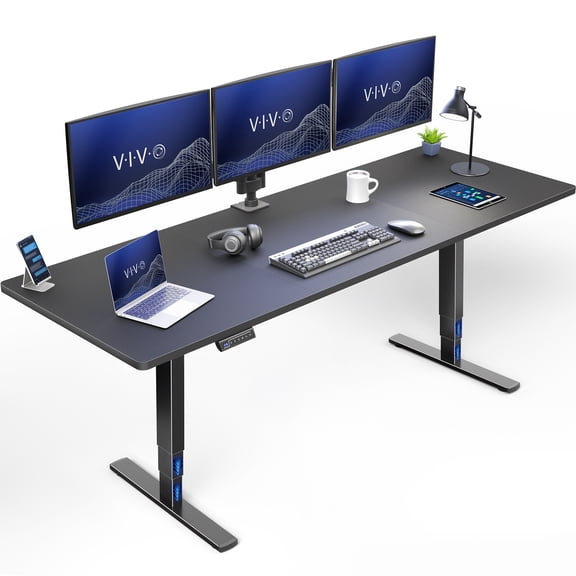 VIVO Electric 83" x 30" Stand Up Desk Workstation, Black Table Top, Black Frame