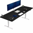 thumbnail image 1 of VIVO Electric 83” x 30” Stand Up Desk Workstation, Black Table Top, White Frame, 1 of 8