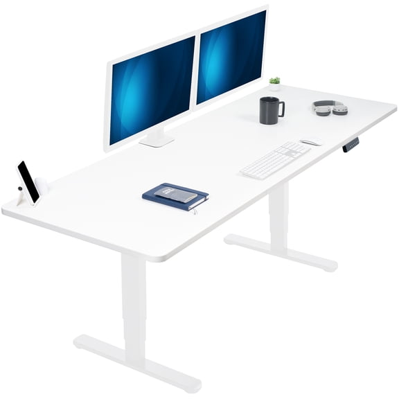 VIVO Electric 83” x 30” Stand Up Desk Workstation, White Table Top, White Frame