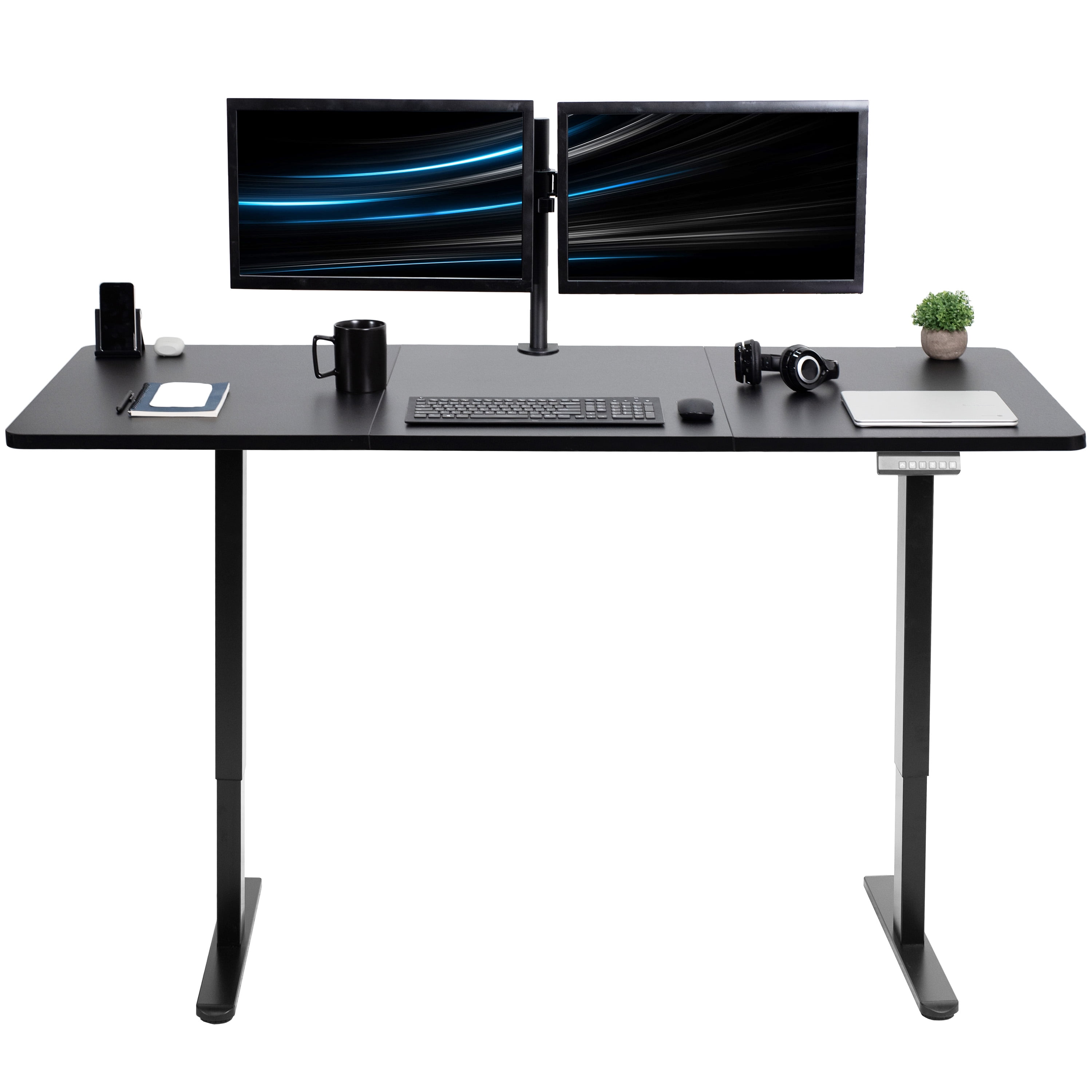 VIVO Electric Dual Motor 71” x 30” Standing Desk, Black Top, Black Frame