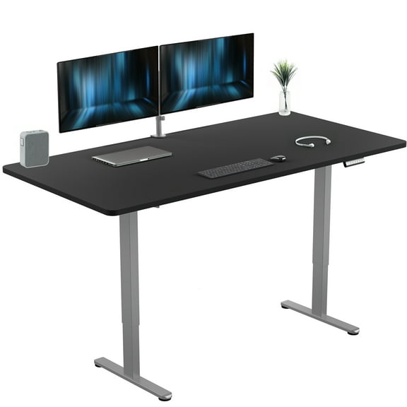 VIVO Electric Dual Motor 71 x 36 Standing Desk, Black Top, Gray Frame