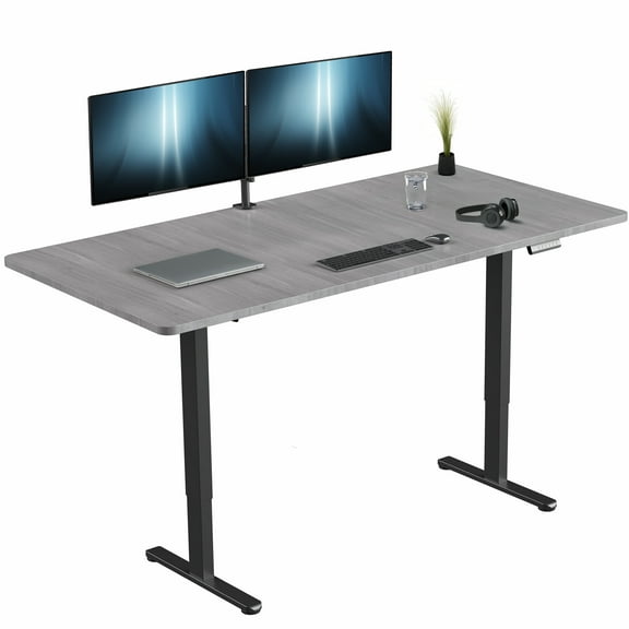 VIVO Electric Dual Motor 71 x 36 Standing Desk, Dark Gray Top, Black Frame