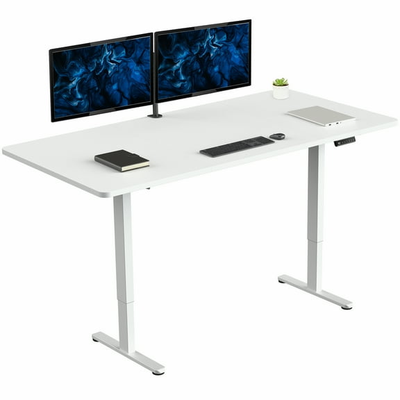 VIVO Electric Dual Motor 71 x 36 Standing Desk, White Top, White Frame