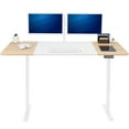 thumbnail image 1 of VIVO Electric Dual Motor 71”x30” Standup Desk, White/Light Wood Top, White Frame, 1 of 8