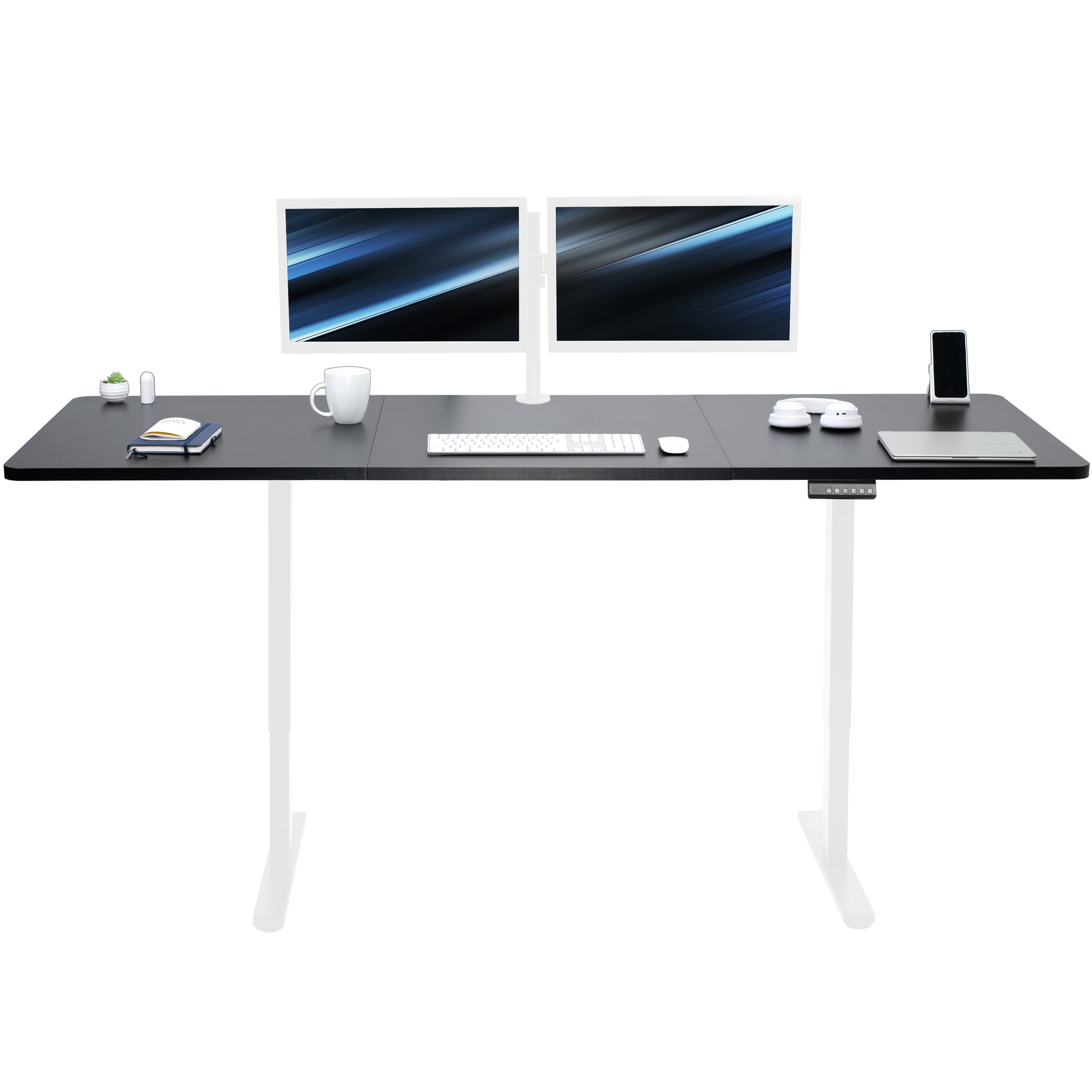 VIVO Electric Dual Motor 83” x 30” Standing Desk, Black Top, White Frame