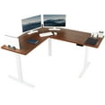 thumbnail image 1 of VIVO Electric Stand Up Corner Desk, Dark Walnut Table Tops, White Frame, 1 of 9