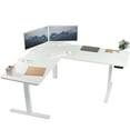 thumbnail image 1 of VIVO Electric Stand Up Corner Desk, White Table Tops, White Frame, 1 of 9