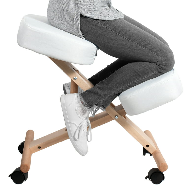 Wooden Ergonomic Kneeling Posture Office Chair, Gray