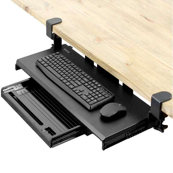 VIVO Extra Sturdy Clamp-on Computer Keyboard Tray Platform with Pencil Drawer