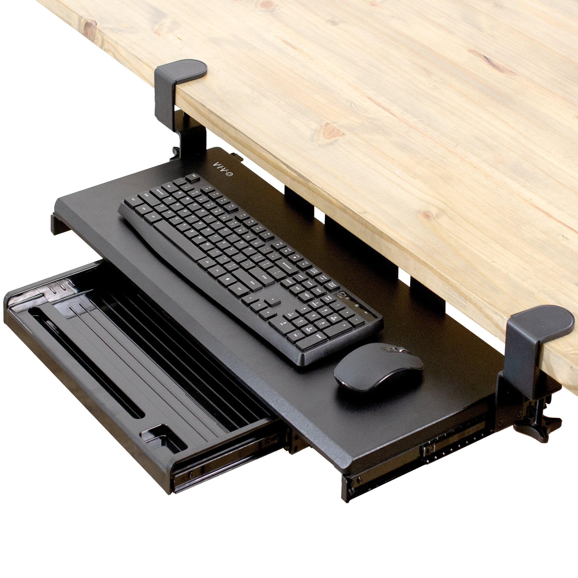 VIVO Extra Sturdy Clamp on Computer Keyboard Tray Platform with