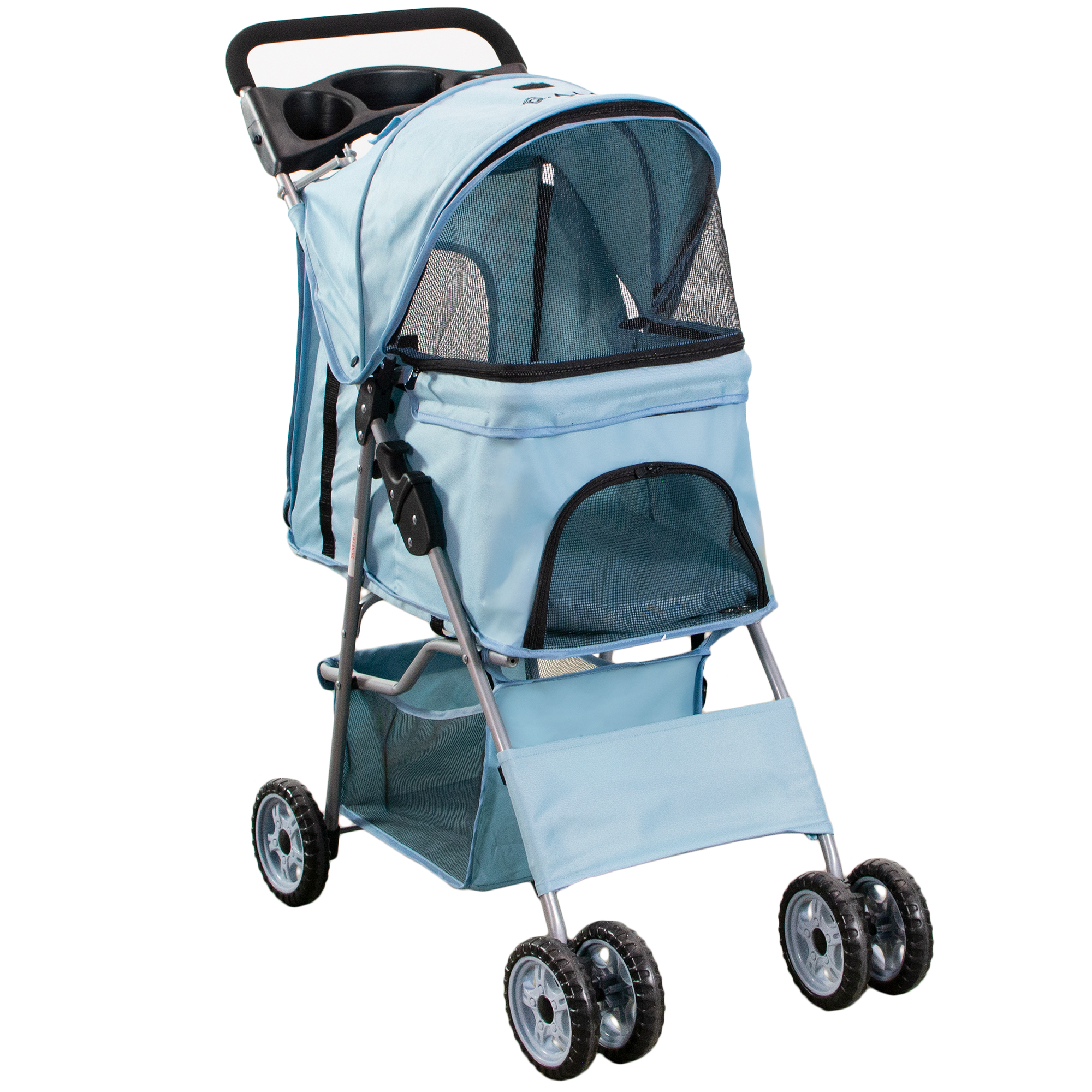 VIVO Four Wheel Pet Stroller Cat Dog Foldable Carrier Strolling Cart Blue