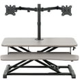 thumbnail image 1 of VIVO Gray 32" Standing Desk Riser with Adjustable Dual 13" to 30" Monitor Mount, 1 of 9