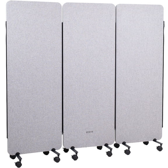 VIVO Gray 73 x 66 inch Mobile Privacy Panel Office Partition on Wheels, 3 Panels