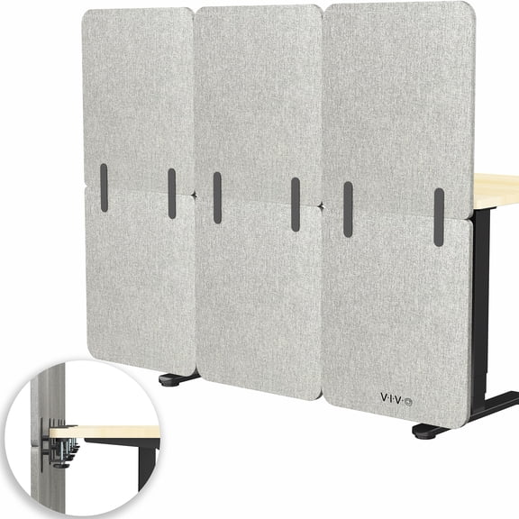 VIVO Gray Above/Below Clamp-on 59" x 46" Desktop Privacy Panel System (3 Panels)