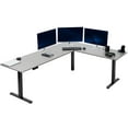 thumbnail image 1 of VIVO Gray / Black Electric 84" x 63" Corner Desk, L-Shaped Workstation, 1 of 4