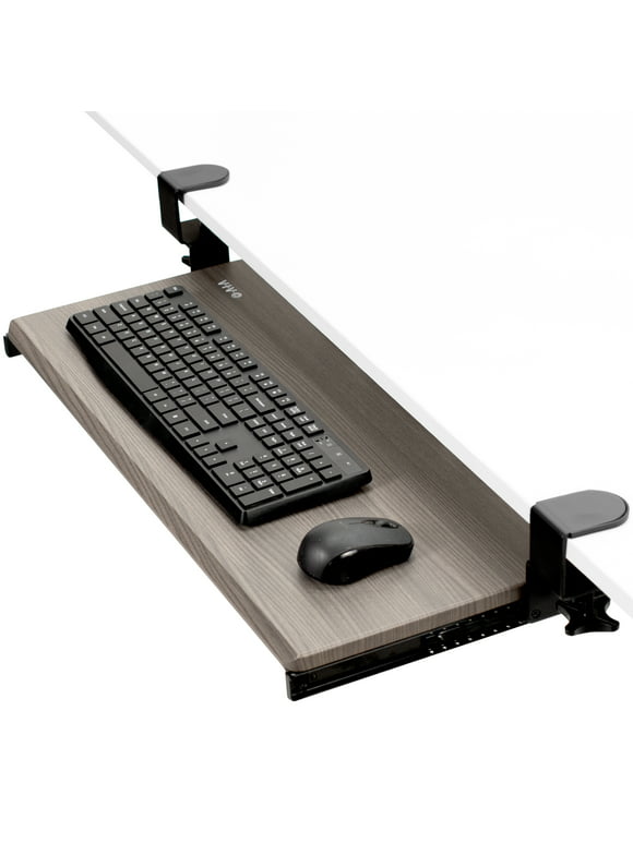 VIVO Gray Clamp-on Computer Keyboard and Mouse Under Desk Slider Tray