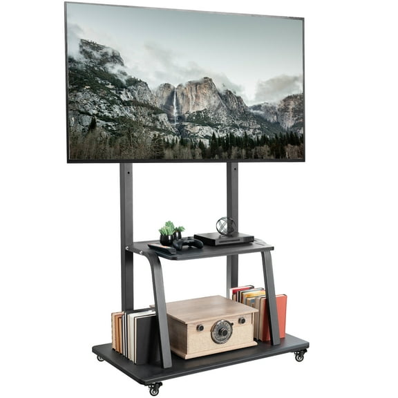 VIVO Heavy Duty Steel Mobile TV Cart for 42" to 100" Screens w/ Metal AV Shelf