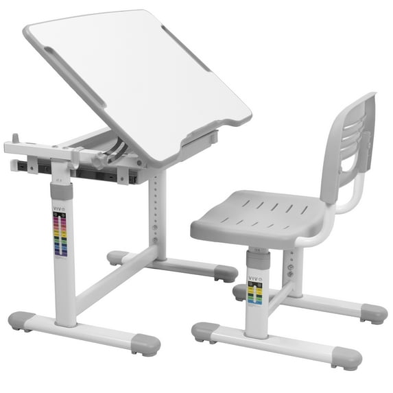 VIVO Height Adjustable Childrens Desk & Chair Kids Interactive Work Station Grey