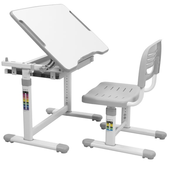 VIVO Height Adjustable Childrens Desk & Chair Kids Interactive Work Station Grey