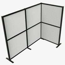 VIVO L-Shaped Modular Wall System, 3 Panels, Office Cubicle Dividers Black Frame