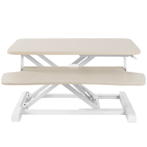 VIVO Light Wood 26" Height Adjustable Standing Desk Monitor Riser, White Frame