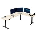 thumbnail image 1 of VIVO Light Wood / Black Electric 84" x 63" Corner Desk, L-Shaped Workstation, 1 of 8