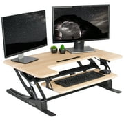 VIVO Light Wood Height Adjustable Standing Desk Monitor Riser Tabletop Sit Stand