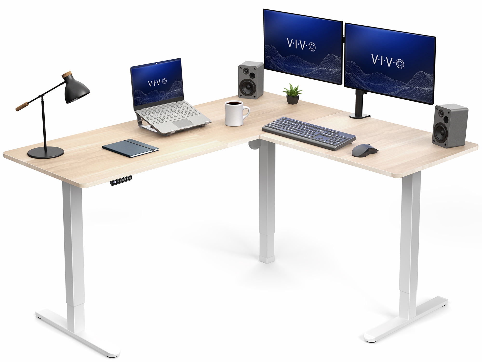 VIVO Black Electric Corner Standing Desk, 63x55 L-Shaped